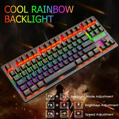 60Percent Mechanical Gaming Keyboard USB Type C LED Backlit Wired 88 Key