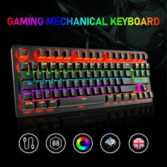 60Percent Mechanical Gaming Keyboard USB Type C LED Backlit Wired 88 Key