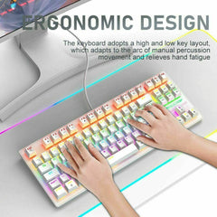 60Percent Mechanical Gaming Keyboard USB Type C LED Backlit Wired 88 Key