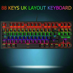 60Percent Mechanical Gaming Keyboard USB Type C LED Backlit Wired 88 Key