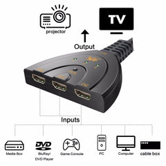 3 Port 4K HDMI 2.0 Cable Auto Splitter Switcher 3x1 Adapter HUB 3D 3 To 4K 2K 3D Mini 3 Port HDMI-compatible