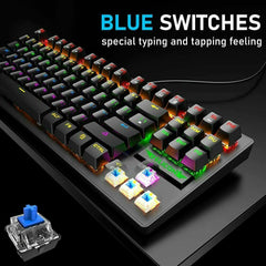 60Percent Mechanical Gaming Keyboard USB Type C LED Backlit Wired 88 Key