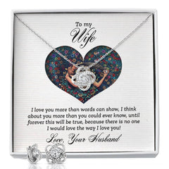 Love Knot Earring & Necklace Set for Wife