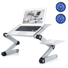 Adjustable Laptop Stand, RAINBEAN Laptop Desk with 2 CPU Cooling USB Fans