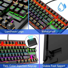 60Percent Mechanical Gaming Keyboard USB Type C LED Backlit Wired 88 Key