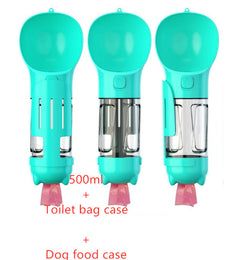 Portable 3-in-1 Pet Water Bottle with Feeder Bowl, Garbage Bag Storage - Ideal for Outdoor Travel