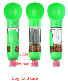 Portable 3-in-1 Pet Water Bottle with Feeder Bowl, Garbage Bag Storage - Ideal for Outdoor Travel