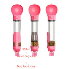 Portable 3-in-1 Pet Water Bottle with Feeder Bowl, Garbage Bag Storage - Ideal for Outdoor Travel