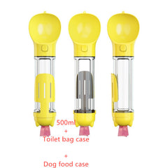 Portable 3-in-1 Pet Water Bottle with Feeder Bowl, Garbage Bag Storage - Ideal for Outdoor Travel