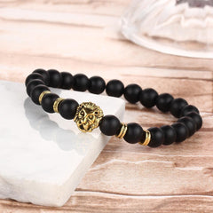 Black Lion Head 18K Gold Plated Bracelet in 18K Gold Plated ITALY Design