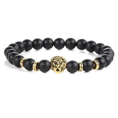 Black Lion Head 18K Gold Plated Bracelet in 18K Gold Plated ITALY Design