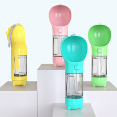 Portable 3-in-1 Pet Water Bottle with Feeder Bowl, Garbage Bag Storage - Ideal for Outdoor Travel