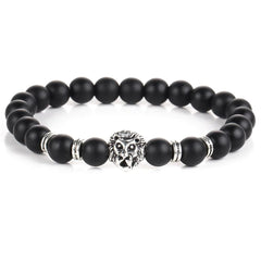 Black Lion Head 18K White Gold Plated Bracelet in 18K White Gold Plated ITALY Design