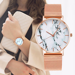 Fashion Rose Gold Mesh Band Wrist Watch